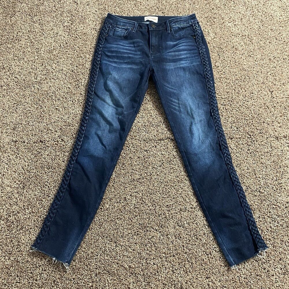 Driftwood Jackie‎ Skinny Ankle Jeans Size 27 X 28 Braided Side Boho